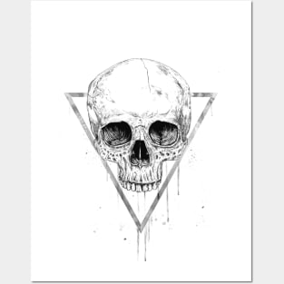 Skull in a triangle (bw) Posters and Art